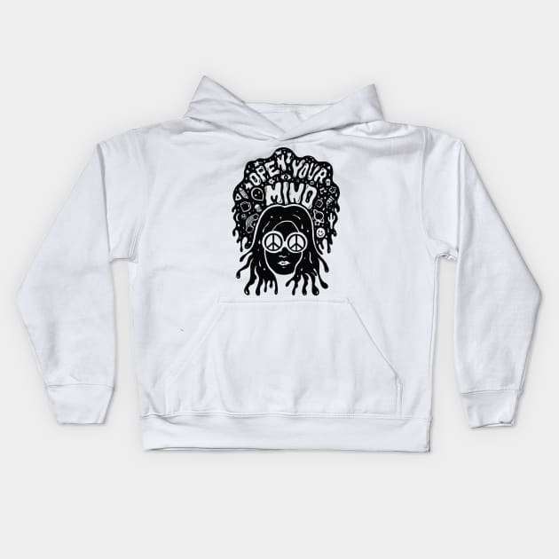 Open Your Mind Kids Hoodie by Doodle by Meg